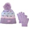 DREAM Ombre Rainbow Print PomPom Hat & Gloves Set, Purple - Hats - 3