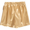 Faux Leather Mock Wrap Skort, Gold - Skirts - 4