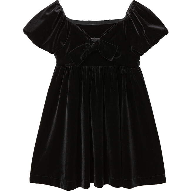 Velour Babydoll Dress, Black