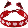 Women's Beaded Bracelet, Red and White Hearts - Bracelets - 2