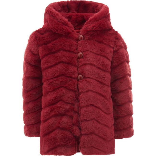 Fluffy Coat & Headband, Burgundy