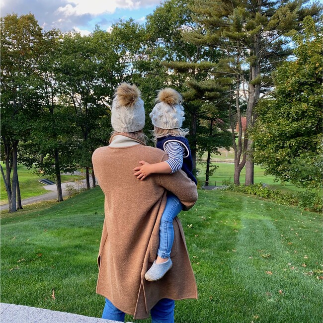 The Campbell Mommy + Me Faux Fur Beanie Bundle, White Lie