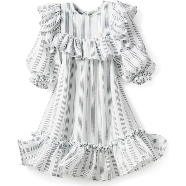 Andrea Dress, Gauze Blue Stripes