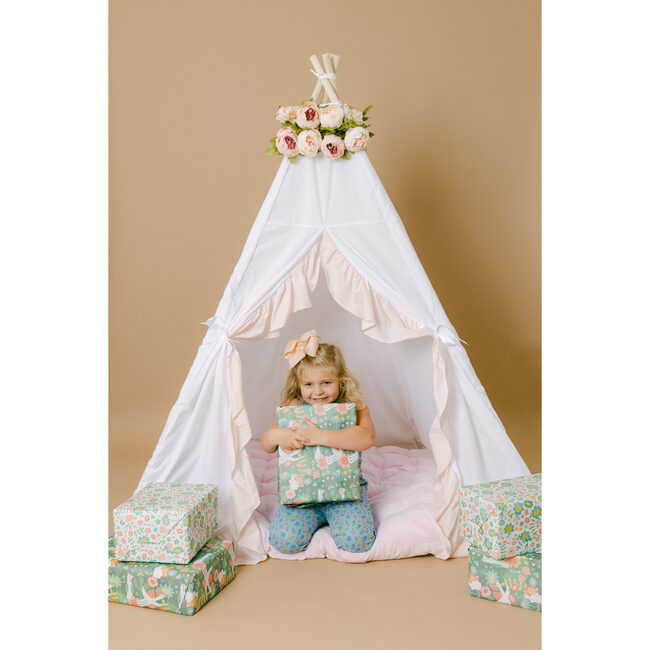 Eliza Ruffled Play Tent, White/Blush - Play Tents - 2