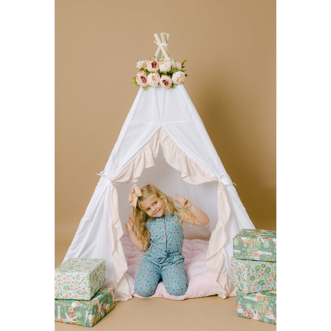 Eliza Ruffled Play Tent, White/Blush - Play Tents - 5
