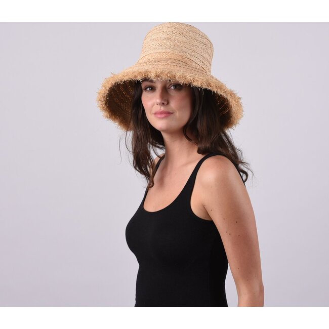 Women's Westmoor, Small Brim, Wide Braid Raffia Straw with Fringe - Hats - 4