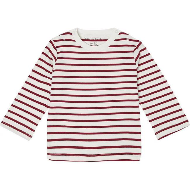 Organic Breton Stripe Top, Robin Red - Blouses - 1