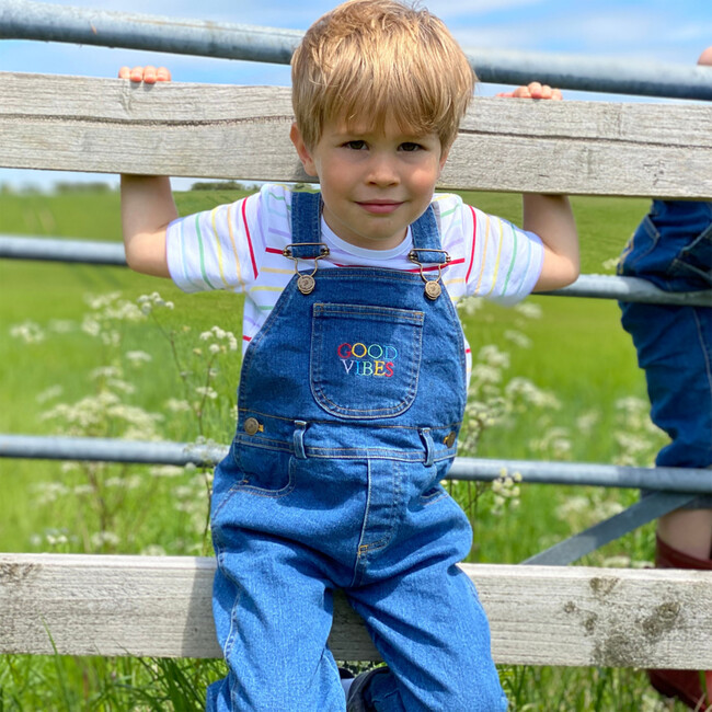 Good Vibes Stonewash Denim Dungarees, Multi - Overalls - 2
