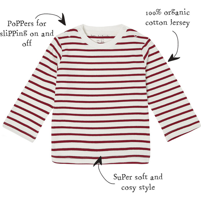 Organic Breton Stripe Top, Robin Red - Blouses - 3