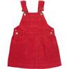 Corduroy Overall Dress, Red - Dresses - 1 - thumbnail