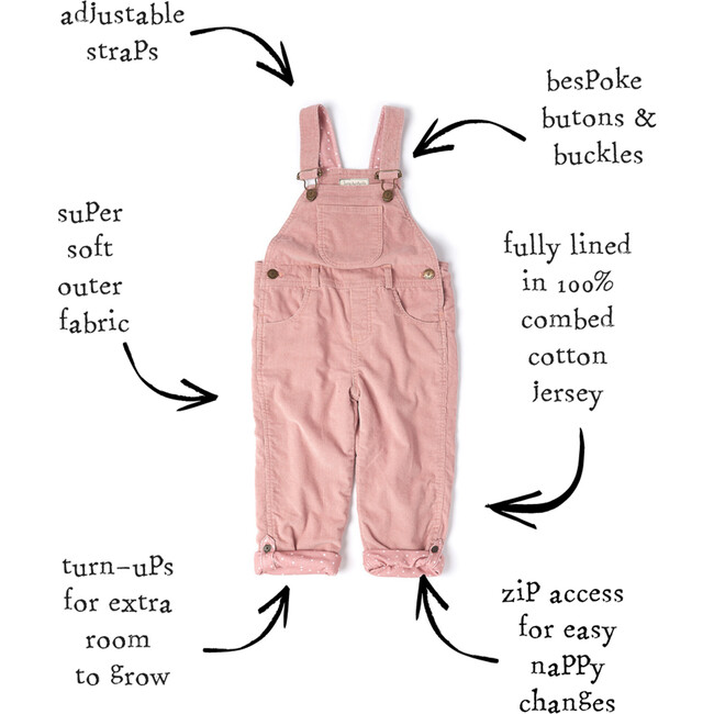 Corduroy Overalls, Pink - Overalls - 3