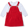 Corduroy Overall Dress, Red - Dresses - 3