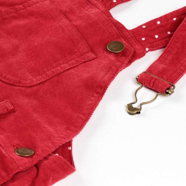 Corduroy Overall Dress, Red - Dresses - 4