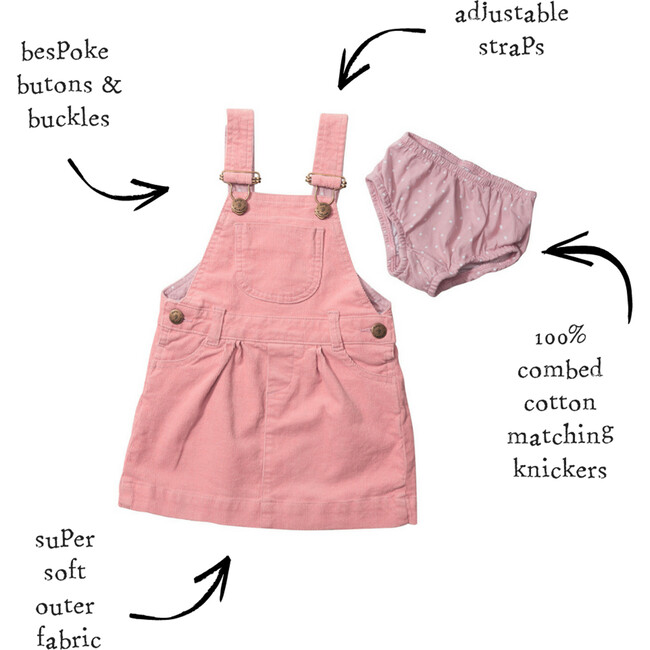 Corduroy Overall Dress, Pink - Dresses - 3