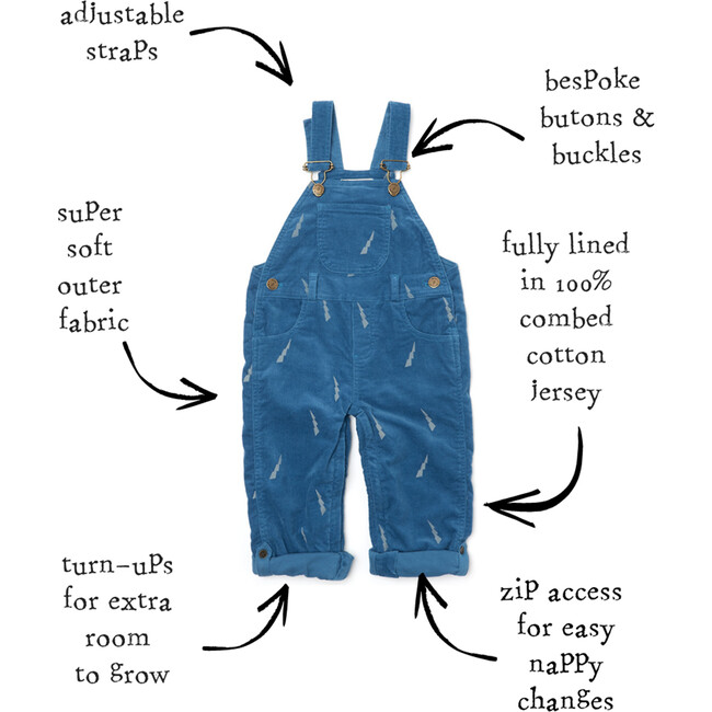 Lightning Dungarees, Nordic Blue - Overalls - 4