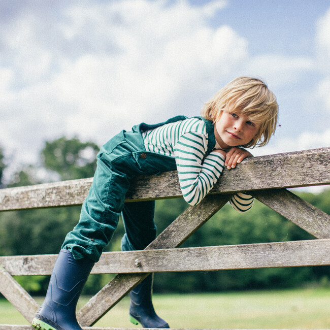 Organic Breton Stripe Top, Green - Blouses - 2
