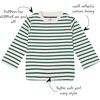 Organic Breton Stripe Top, Green - Blouses - 3