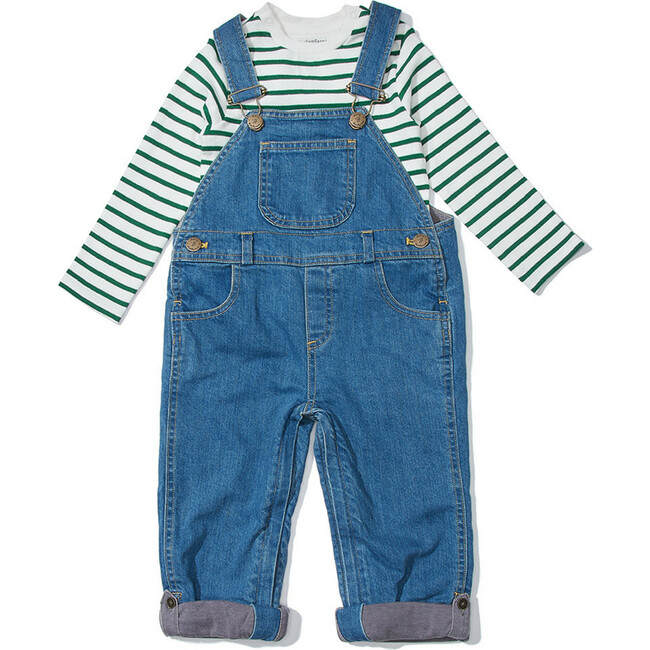 Organic Breton Stripe Top, Green - Blouses - 4