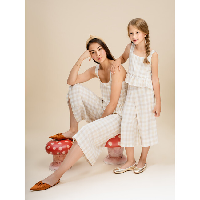 Dreamy Girls Top, Beige Vichy - Blouses - 2