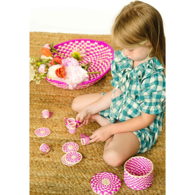 Handwoven Basket, Pink - Storage - 2