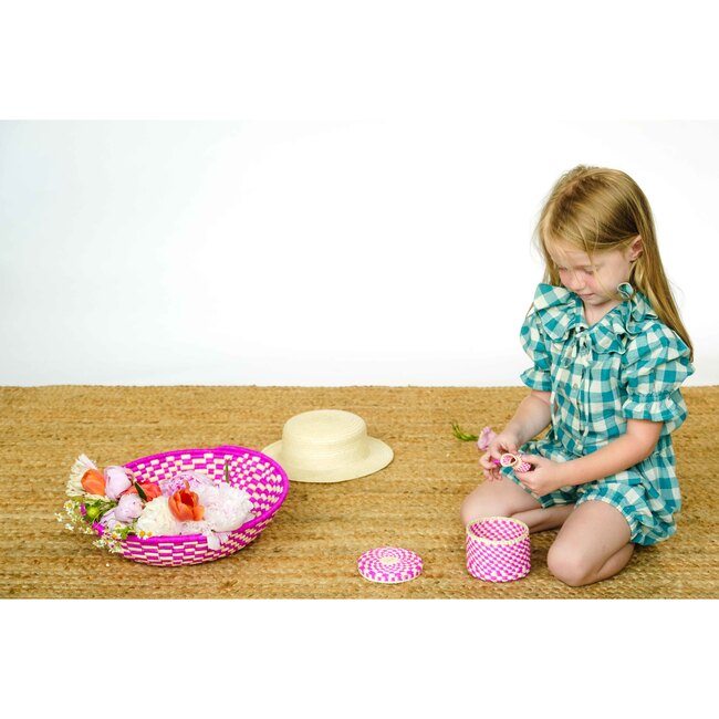 Handwoven Basket, Pink - Storage - 3