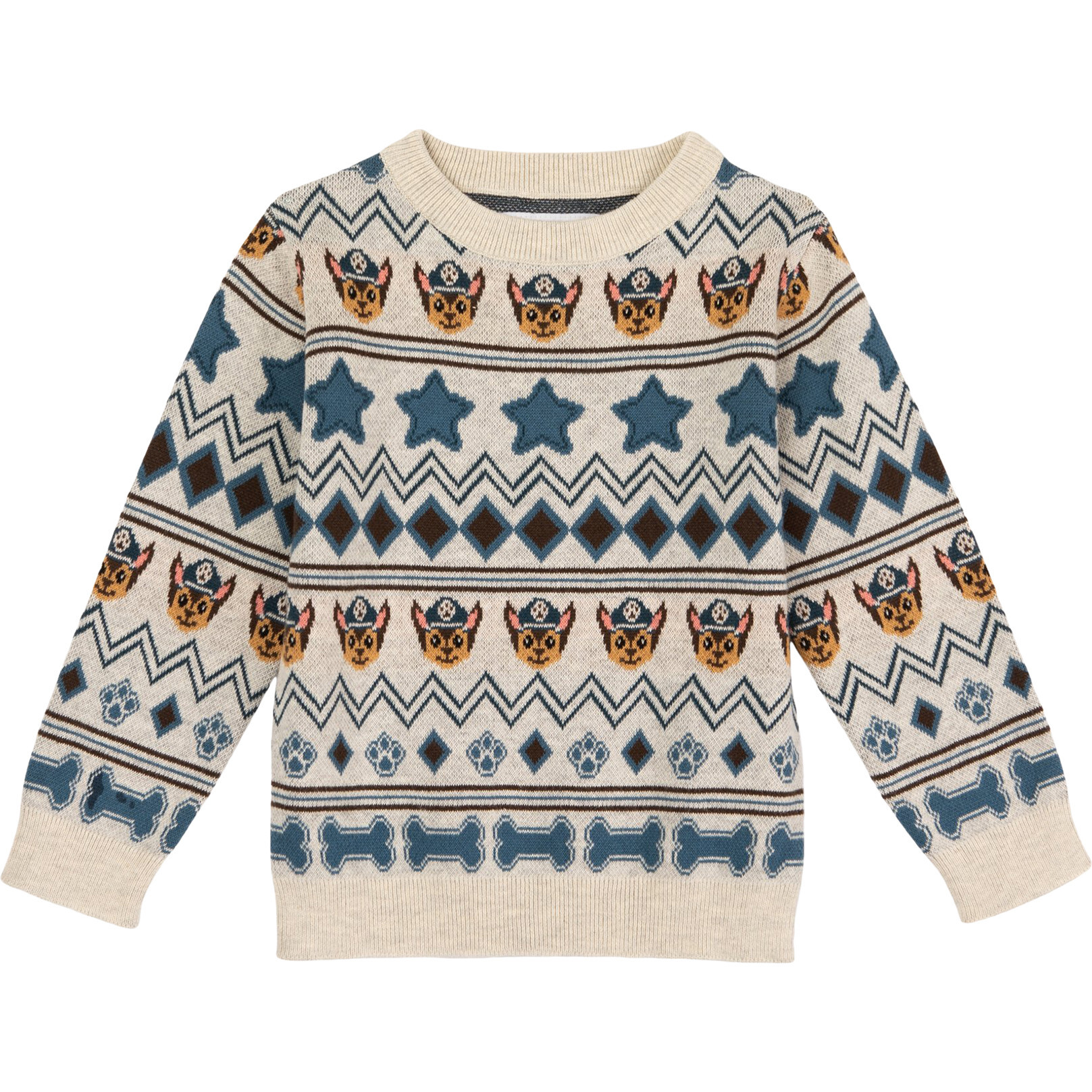 Andy & Evan x PAW Patrol Fair Isle Sweater, White - Sweaters - 1