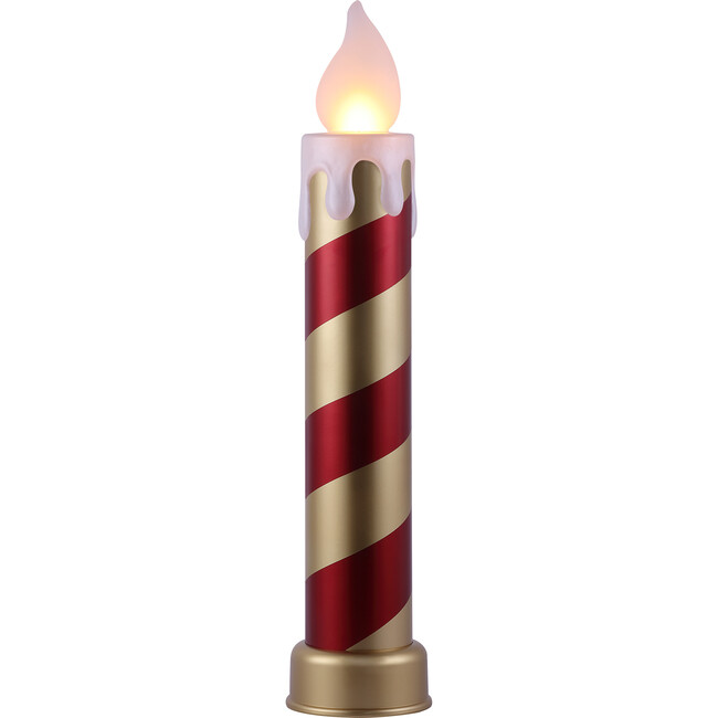 36" Striped Metallic Blow Mold Candle, Red & Gold