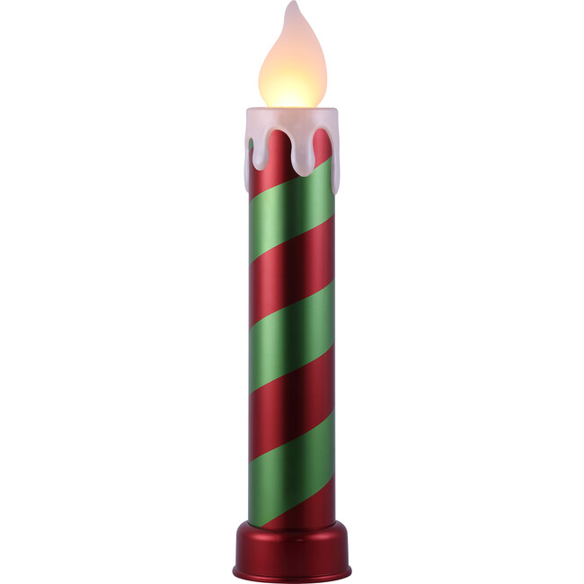 36" Striped Metallic Blow Mold Candle, Red & Green - Accents - 1