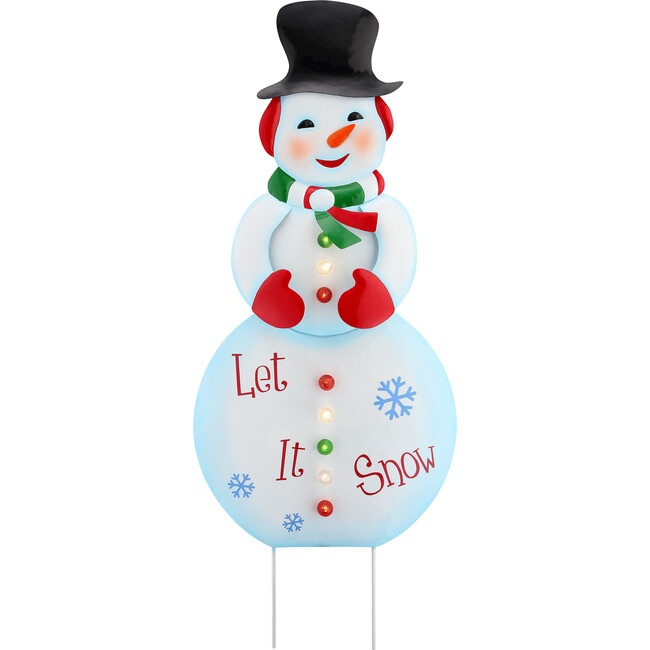 Outdoor Metal Snowman Sign, White