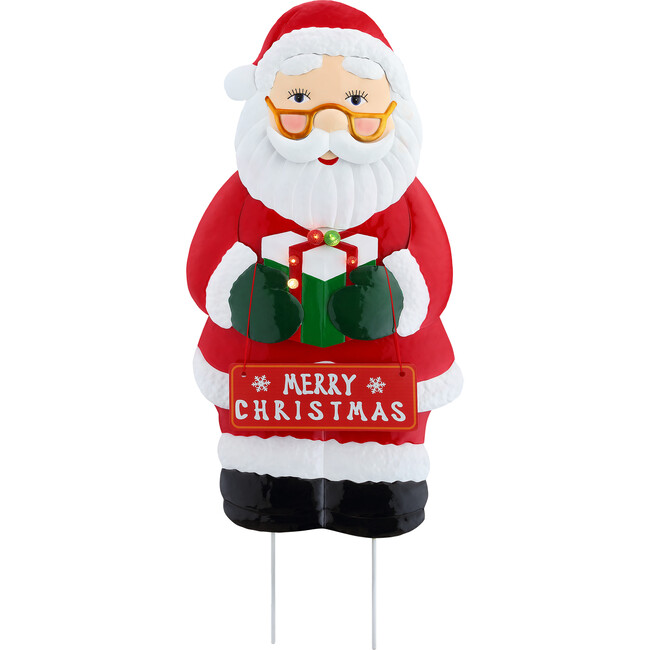 Outdoor Metal Santa Sign, Red - Outdoor Decor - 1