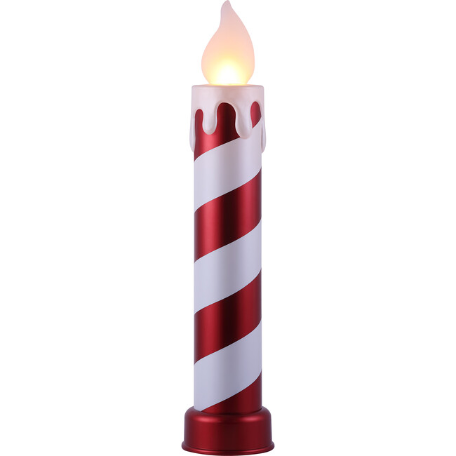 36" Striped Metallic Blow Mold Candle, Red & White - Accents - 1