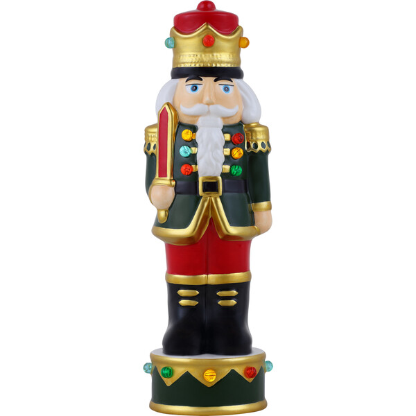 10" Ceramic Nutcracker With Sword, Red Mr. Christmas Accents & Decor
