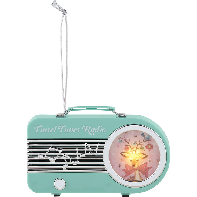 Miniature Vintage Radio Ornament, Teal