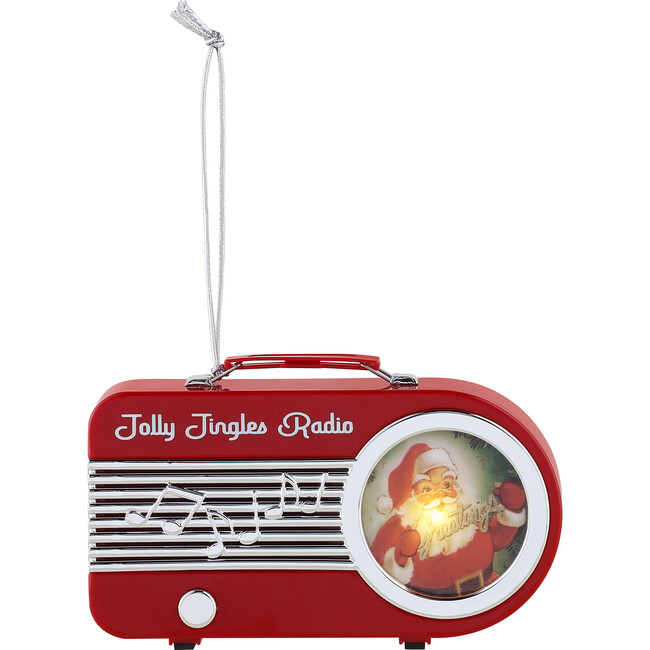Miniature Vintage Radio Ornament, Red