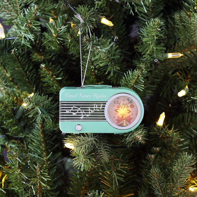 Miniature Vintage Radio Ornament, Teal - Ornaments - 2