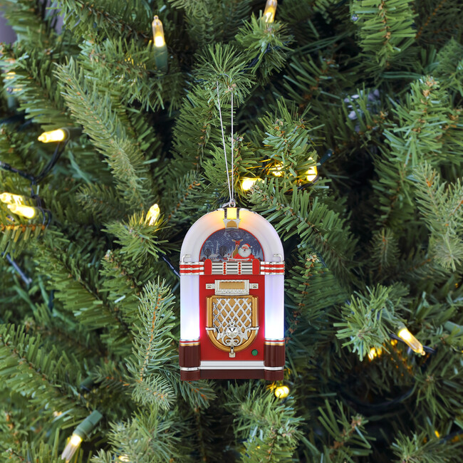 Miniature Vintage Jukebox Ornament, White - Ornaments - 2