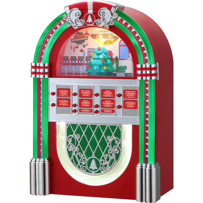 10.5" Vintage Christmas Jukebox, Red