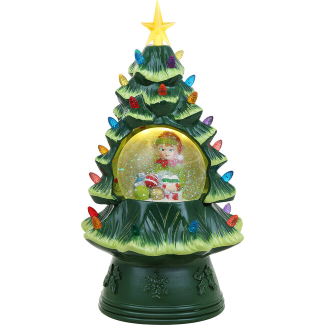 14" Elf Snow Globe Nostalgic Tree, Green - Accents - 1