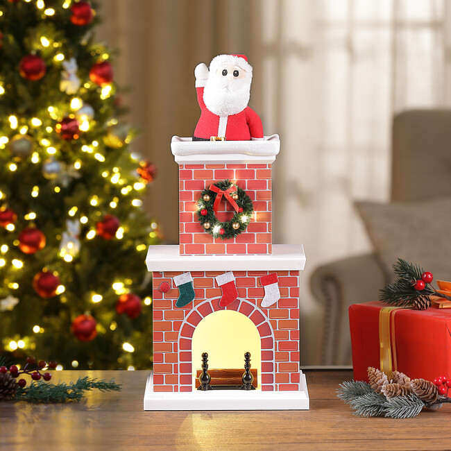 18" Animated Santa in Chimney, Light Skin Tone - Accents - 2