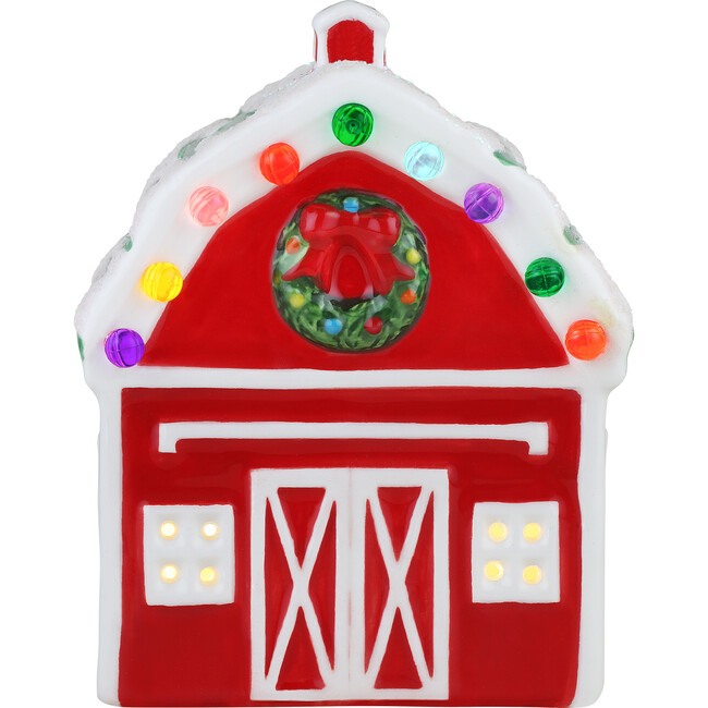 Nostalgic Ceramic Village Barn, Brown - Accents - 1