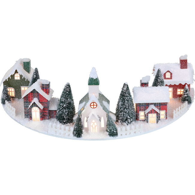 24" Plaid Christmas Village Around the Tree, White - Accents - 1