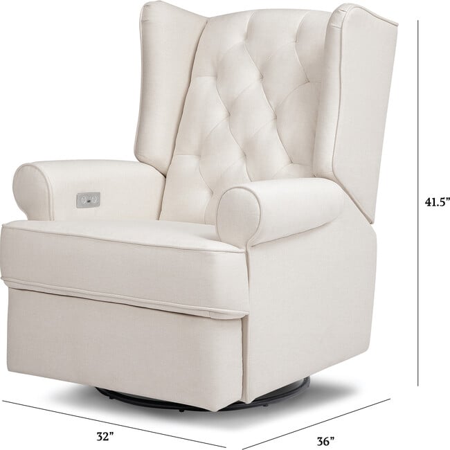 Harbour Electronic Recliner and Swivel Glider, Performance Cream Eco-Weave - Nursery Chairs - 11