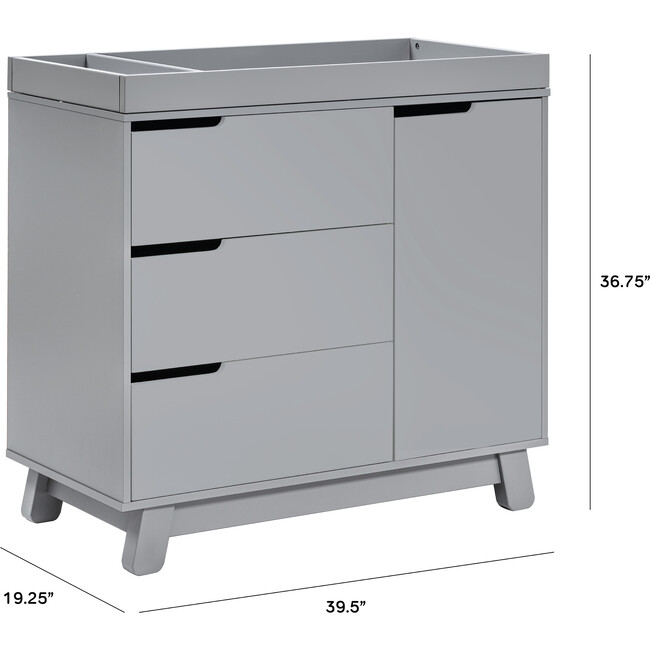 Hudson 3-Drawer Changer Dresser with Removable Changing Tray, Grey - Dressers - 5
