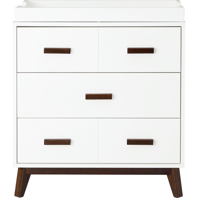 Scoot 3-Drawer Changer Dresser in White/Walnut - Dressers - 1