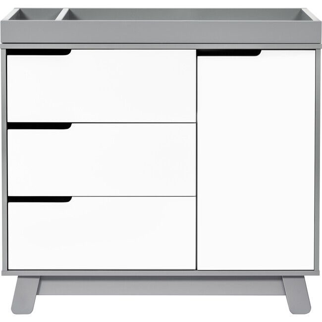Hudson 3-Drawer Changer Dresser with Removable Changing Tray, Grey/White