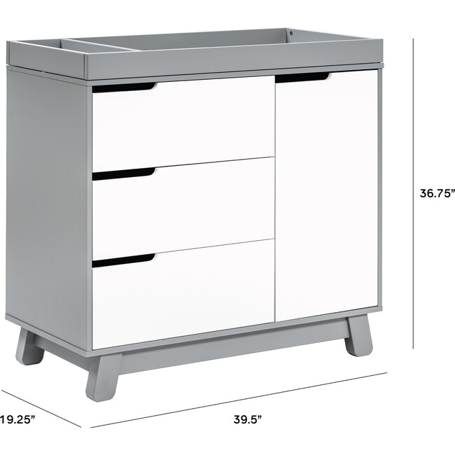 Hudson 3Drawer Changer Dresser with Removable Changing Tray, Grey