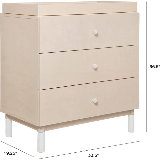 Gelato 3-Drawer Changer Dresser with Removable Changing Tray, Natural - Dressers - 5