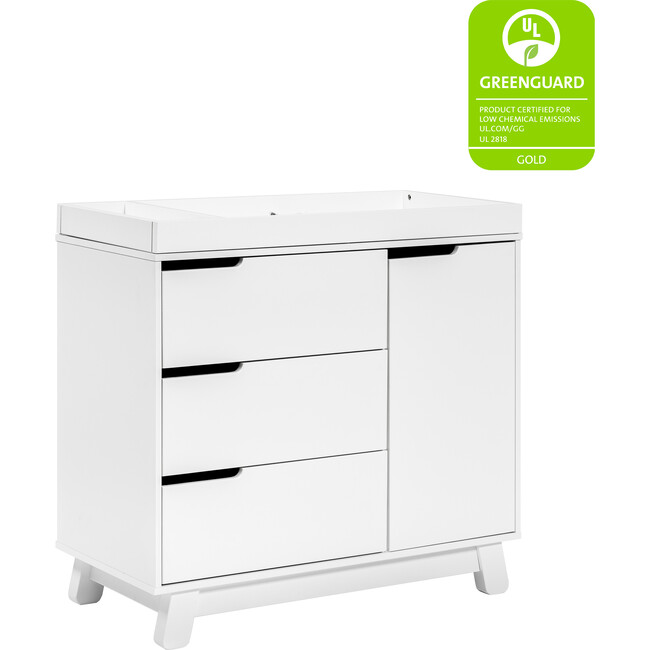 Hudson 3-Drawer Changer Dresser with Removable Changing Tray, White - Dressers - 7