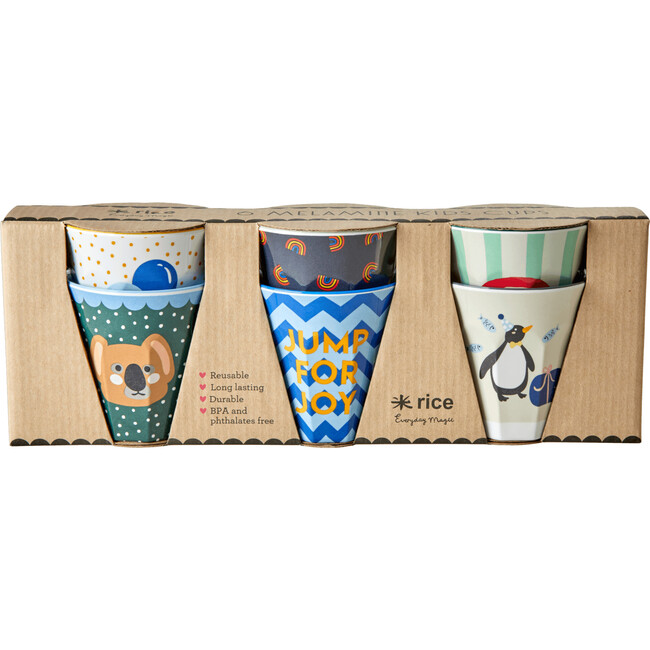 Gift Set of 6 Small Melamine Cups, Party Animal Green