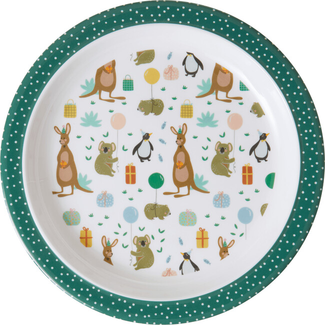 Melamine Kids Lunch Plate, Party Animal Green